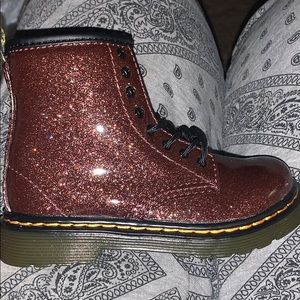 glittery toddler Dr martens scuff on toe